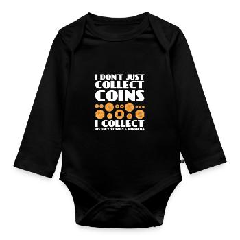 Les collectionneurs de pièces collectent des pièces - Body Bébé bio manches longues - noir - Devant