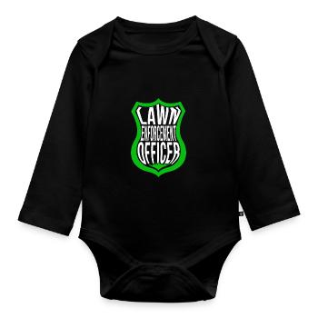 Lawn Mowing Lawn Mower Gardener - Organic Longsleeve Baby Bodysuit - black - Front