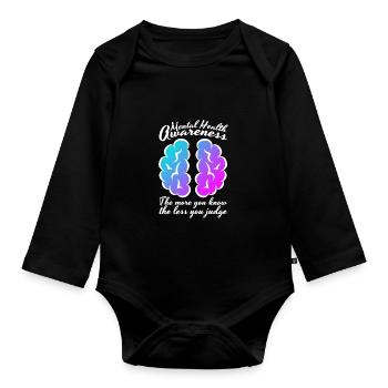 Mental Health Mentale Gesundheit - Organic Longsleeve Baby Bodysuit - black - Front
