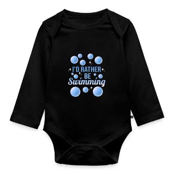 Schwimmen Schwimmer - Baby Bio-Langarm-Body - Schwarz - Vorne