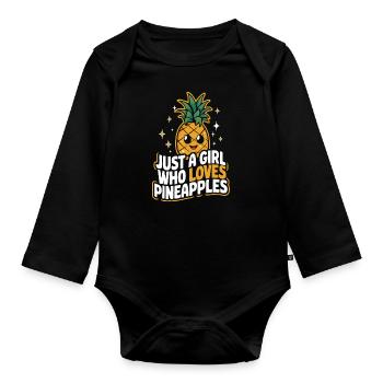 Ananas Fruit tropical hawaïen - Body Bébé bio manches longues - noir - Devant