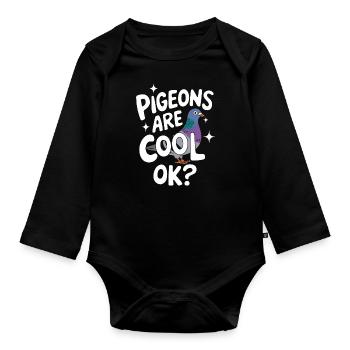 Taube Tauben Tier Vogel - Baby Bio-Langarm-Body - Schwarz - Vorne
