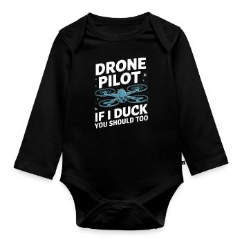 Dronen Pilot Quadrocopter Drone - Baby Bio-Langarm-Body - Schwarz - Vorne