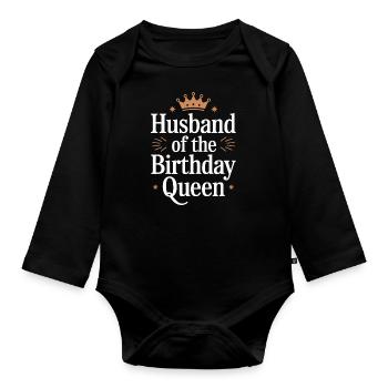 Husband, Spouse, Family, Wedding - Organic Longsleeve Baby Bodysuit - black - Front