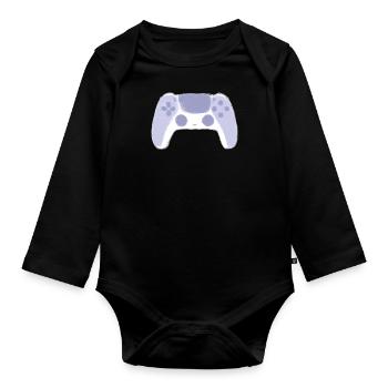 Manette pastel : design minimaliste et rétro - Body Bébé bio manches longues - noir - Devant