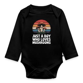 Mushroom Mushrooms Funghi Mushroom - Organic Longsleeve Baby Bodysuit - black - Front