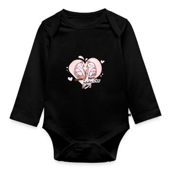 Valentinstag Motiv Vögel - Baby Bio-Langarm-Body - Schwarz - Vorne