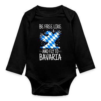 Bavaria Flag Used Look Bavarian Flag Vintage - Organic Longsleeve Baby Bodysuit - black - Front