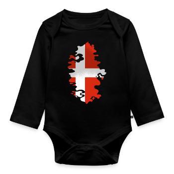 Denmark Flag Scandinavia Danish Flag Travel - Organic Longsleeve Baby Bodysuit - black - Front