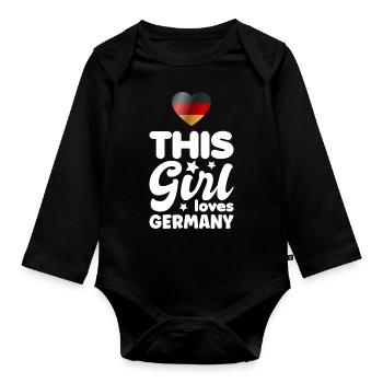 Allemagne Drapeau allemand Drapeau allemand Utilisé Regarder à la maison - Body Bébé bio manches longues - noir - Devant
