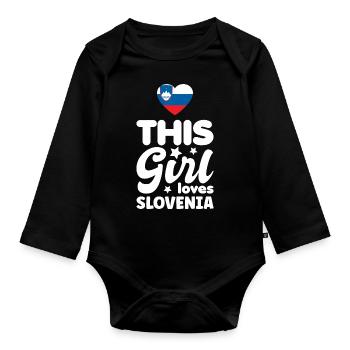 Slovenia Flag Balkan Slovenian Flag Vintage - Organic Longsleeve Baby Bodysuit - black - Front