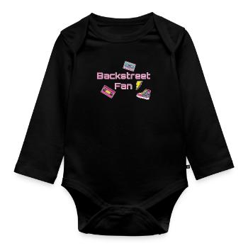Backstreet Fan, fan, rétro, vintage, 90 er - Body Bébé bio manches longues - noir - Devant