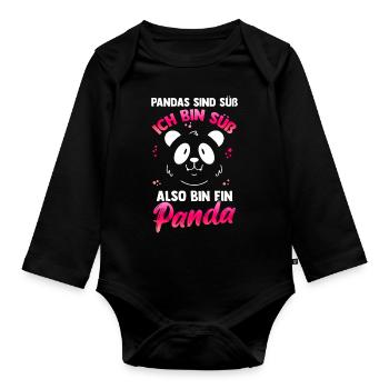 Pandas Süß Pandabär Bär Panda Geschenk Urlaub Pand - Baby Bio-Langarm-Body - Schwarz - Vorne