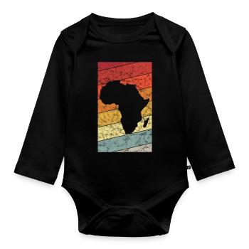 Afrique Safari Afrique cadeau Retro Afrique du Sud Afro - Body Bébé bio manches longues - noir - Devant