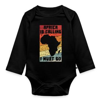 Africa Safari Africa Gift Retro South Africa Afro - Organic Longsleeve Baby Bodysuit - black - Front