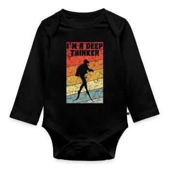 I'm a depp Thinker Diver Diving Diver Retro - Organic Longsleeve Baby Bodysuit - black - Front
