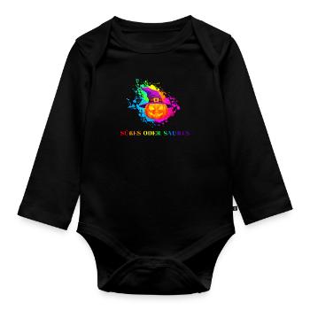 Halloween Süßes oder Saures Geschenkidee - Baby Bio-Langarm-Body - Schwarz - Vorne
