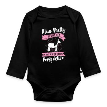 Isländer Pferd Reiter Geschenk - Baby Bio-Langarm-Body - Schwarz - Vorne