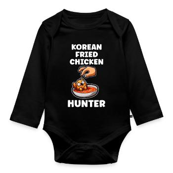 Korean Fried Chicken Chicken Wings Chicken Gift - Organic Longsleeve Baby Bodysuit - black - Front
