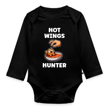 Hot Wings Chicken Wings Chicken Geschenk - Baby Bio-Langarm-Body - Schwarz - Vorne