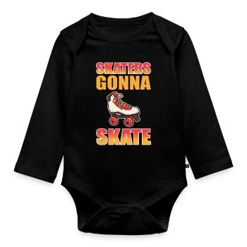 Roller Skating Roller Skates Inline Skates - Organic Longsleeve Baby Bodysuit - black - Front