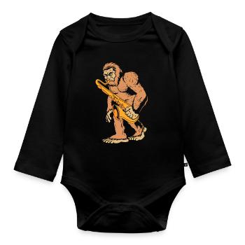 Saxophon Saxophonist - Baby Bio-Langarm-Body - Schwarz - Vorne