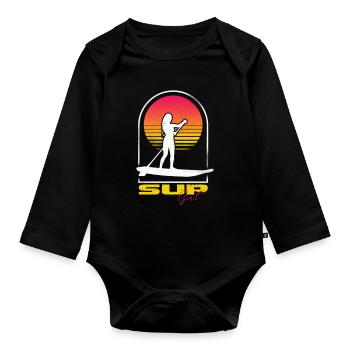 SUP board paddleboarding paddel supboard Stand Up - Baby Bio-Langarm-Body - Schwarz - Vorne