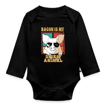 Bacon is my soul animal Funny bacon lover - Organic Longsleeve Baby Bodysuit - black - Front