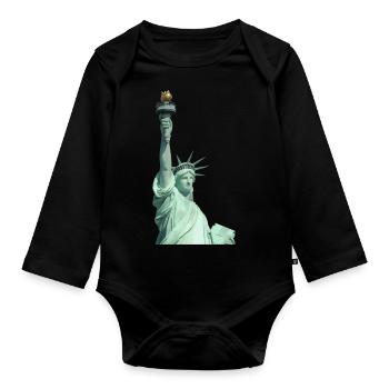 Freiheitsstatue Illustration - Baby Bio-Langarm-Body - Schwarz - Vorne