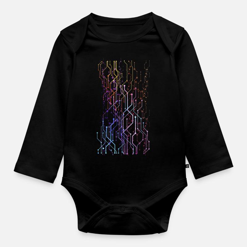 Geometric graphics - Organic Longsleeve Baby Bodysuit - black
