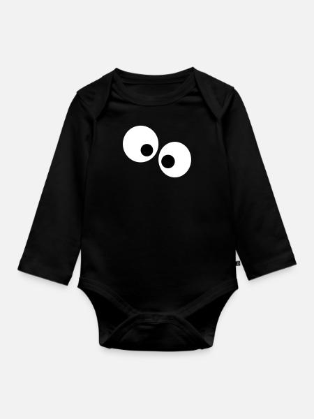 Lustige Augen - Baby Bio-Langarm-Body - Schwarz