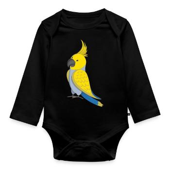 Yellow Cockatoo - Organic Longsleeve Baby Bodysuit - black - Front