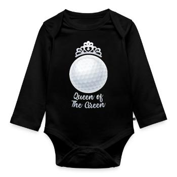 Golf Girl Queen of the Green - Baby Bio-Langarm-Body - Schwarz - Vorne