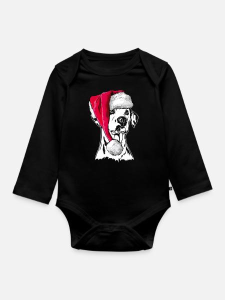DALMATINER Weihnachten Mütze Wilsigns Geschenk - Baby Bio-Langarm-Body - Schwarz