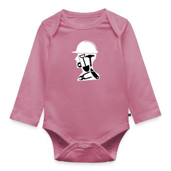Construction worker - Organic Longsleeve Baby Bodysuit - mauve - Front