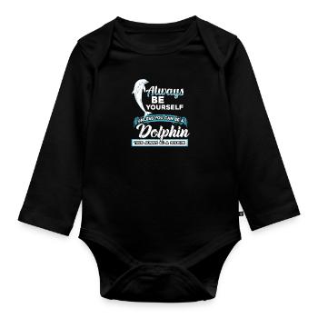 Dolphin - Organic Longsleeve Baby Bodysuit - black - Front