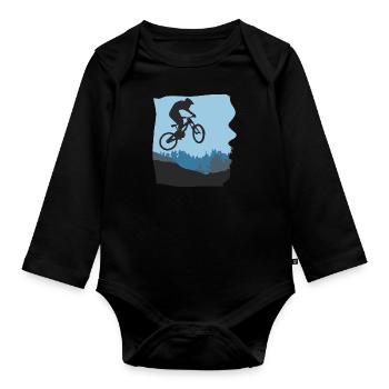 Mountain bike rider - Organic Longsleeve Baby Bodysuit - black - Front