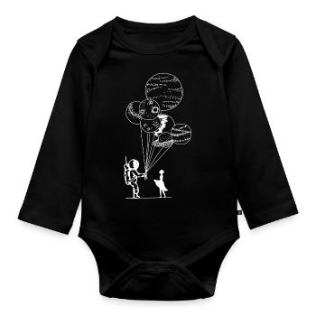 Astronaut Mädchen Planeten - Baby Bio-Langarm-Body - Schwarz - Vorne