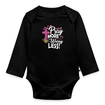 Funny Jesus Christians sayings love gift - Organic Longsleeve Baby Bodysuit - black - Front