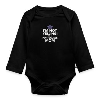 Femme portugaise drôle criant maman design - femme - Body Bébé bio manches longues - noir - Devant