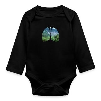 Environnement des poumons Conservation de la nature Changement de climat Durabilité - Body Bébé bio manches longues - noir - Devant
