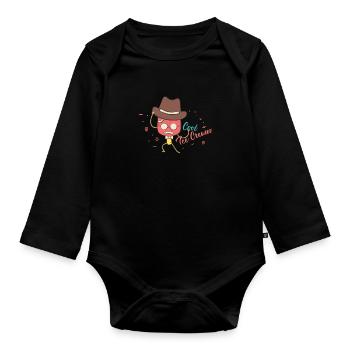 1-Kaltes Eiscreme - Baby Bio-Langarm-Body - Schwarz - Vorne