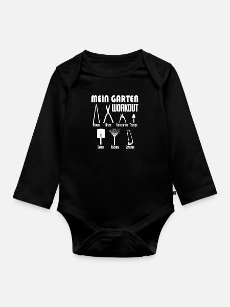 Gärtner Workout Gartenwerkzeug mein Hobby Geschenk - Baby Bio-Langarm-Body - Schwarz