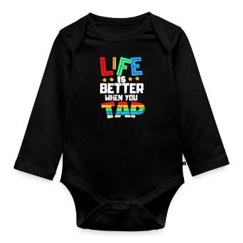 Tap, Dance,stepptanz - Baby Bio-Langarm-Body - Schwarz - Vorne