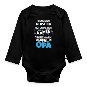 Menschen nennen mich Opa Opa Spruch - Baby Bio-Langarm-Body - Schwarz - Vorne