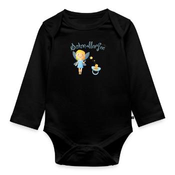 Children pacifier fairy girl boy baby gift - Organic Longsleeve Baby Bodysuit - black - Front