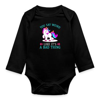 Licorne drôle - Body Bébé bio manches longues - noir - Devant