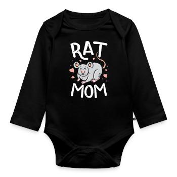 Ratte Mama Lustige Retro Haustier Maus Ratte Nagetier Geschenk - Baby Bio-Langarm-Body - Schwarz - Vorne
