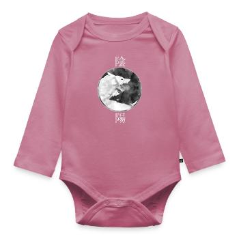 Wolf Ying Yang - Organic Longsleeve Baby Bodysuit - mauve - Front