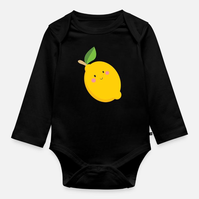 Zitrone - Baby Bio-Langarm-Body - Schwarz